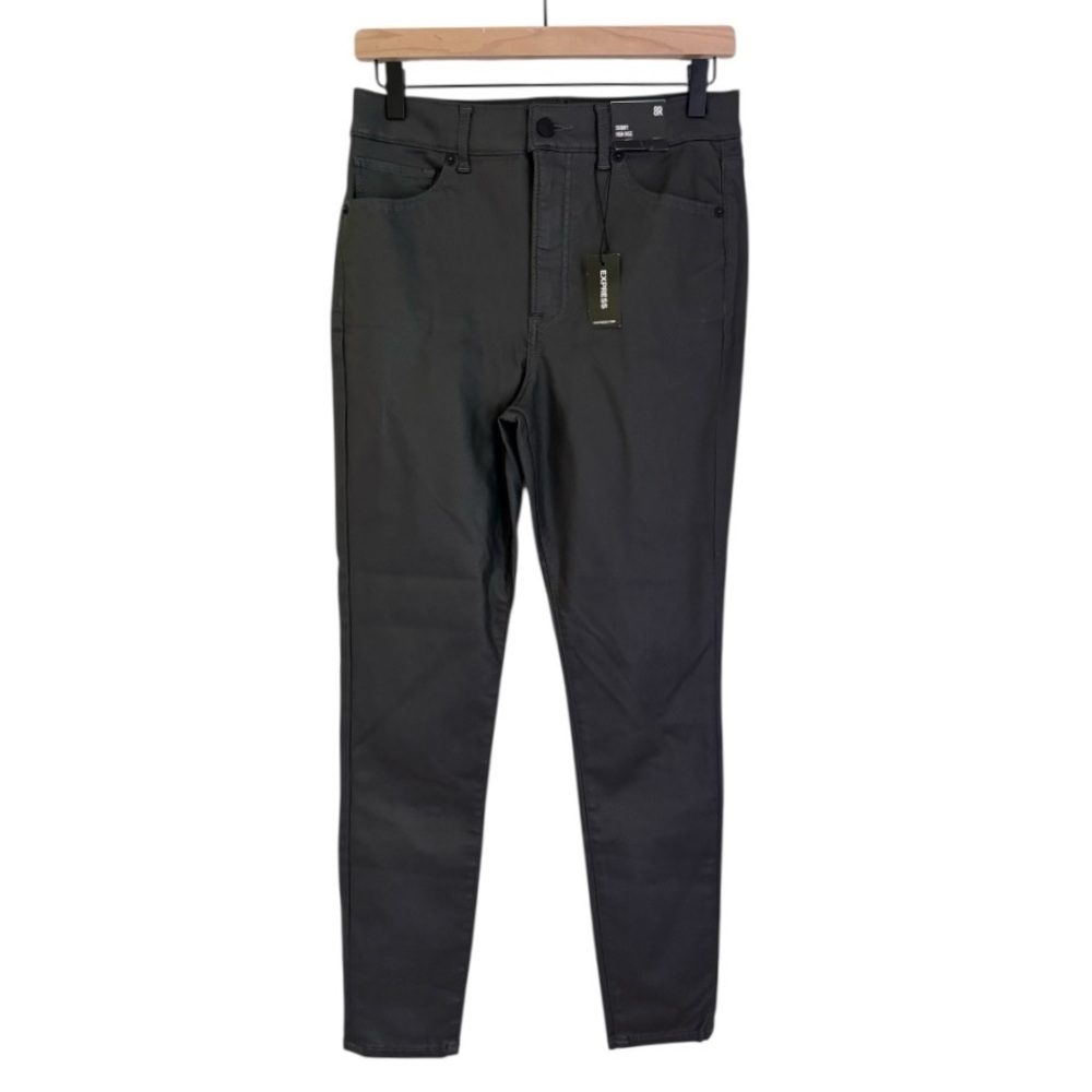 NWT Express Faux Leather Skinny High Rise Pants in Black Women’s Size 8‎